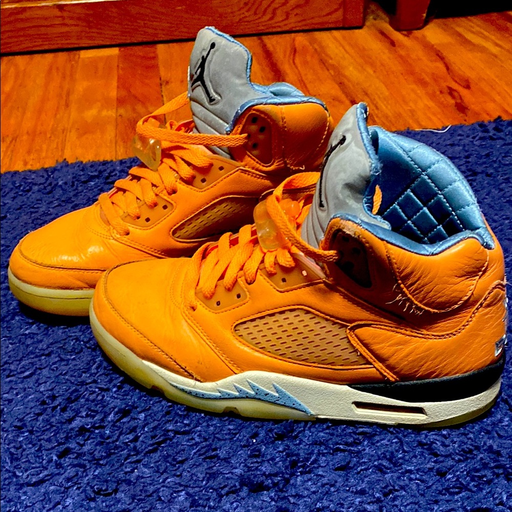 Jordan Orange and Blue Sneakers with Mid-Top Design